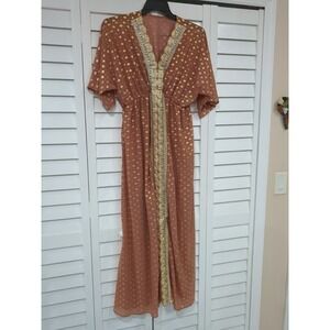 NWT V Neck Kurti Women Kurta Dark Bush & Gold Design Abd Pattern Size M -6 Shein